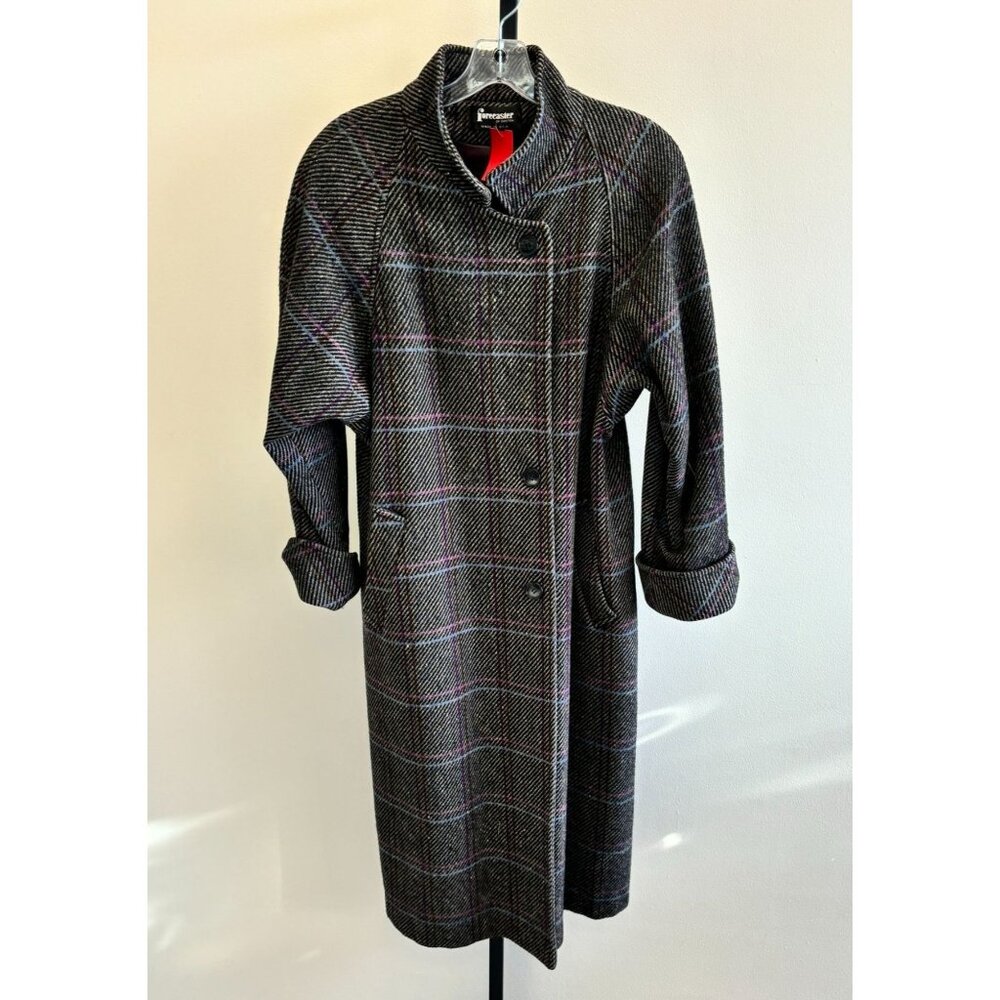 Women's Gray Plaid Trench Coat